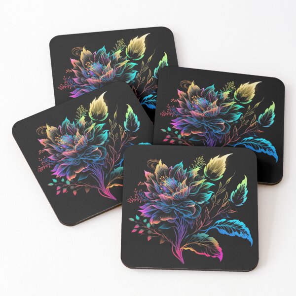 Item preview, Vibrant Colors Blooming Flower, Neon Glowing Floral Art designed and sold by digitaldreamHD.