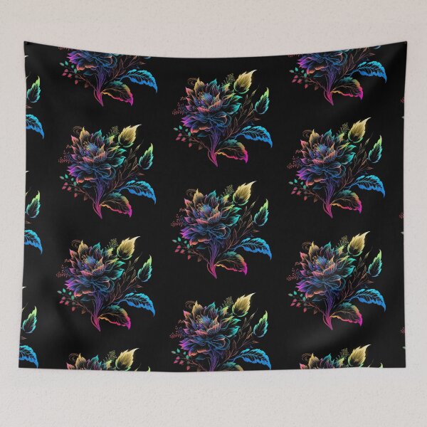 Item preview, Vibrant Colors Blooming Flower, Neon Glowing Floral Art designed and sold by digitaldreamHD.