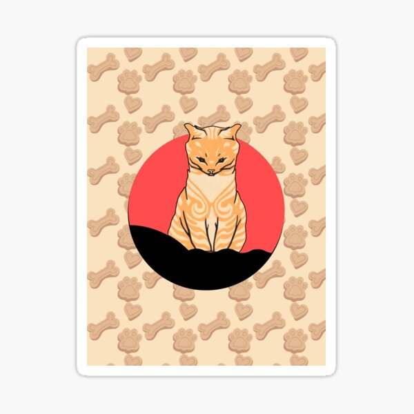 Pet bowl design: yellow cat Sticker