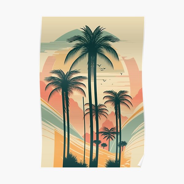 Beautiful Abstract Palm Trees Design Poster