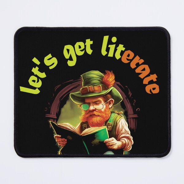 Item preview, St. Patrick's Day Reading humorous literacy advocacy leprechaun art designed and sold by GalleryArcanum.