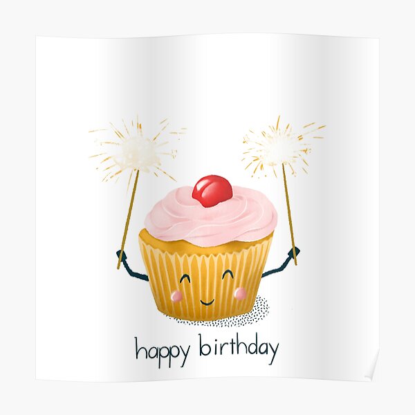 happy birthday cupcake Poster