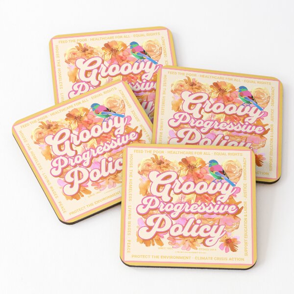 Item preview, PMD00575 Progressive Movement Designs Groovy vintage retro 1960s style floral design with goals on peach for progressive Democrats or Independents and Bernie Sanders supporters designed and sold by ProgressiveLeft.