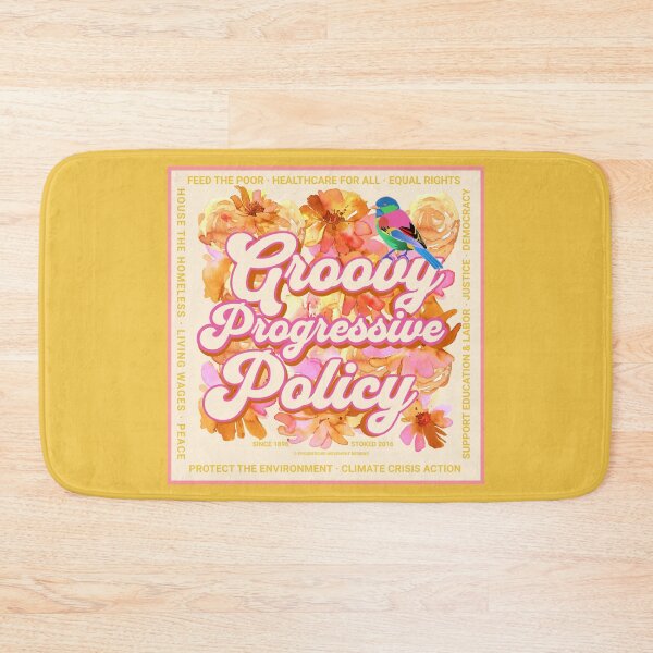 Item preview, PMD00575 Progressive Movement Designs Groovy vintage retro 1960s style floral design with goals on peach for progressive Democrats or Independents and Bernie Sanders supporters designed and sold by ProgressiveLeft.
