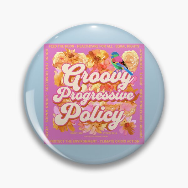 Item preview, PMD00576 Progressive Movement Designs Groovy vintage retro  1960s style floral design with goals on pink for progressive Democrats or Independents and Bernie Sanders supporters designed and sold by ProgressiveLeft.