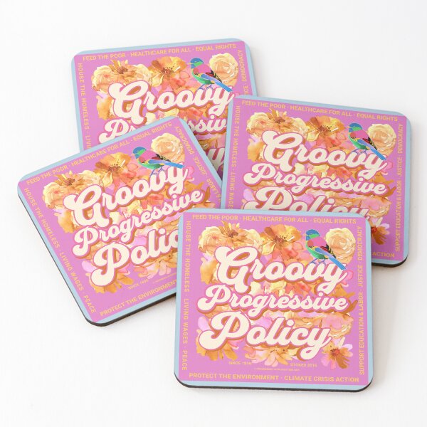 Item preview, PMD00576 Progressive Movement Designs Groovy vintage retro  1960s style floral design with goals on pink for progressive Democrats or Independents and Bernie Sanders supporters designed and sold by ProgressiveLeft.