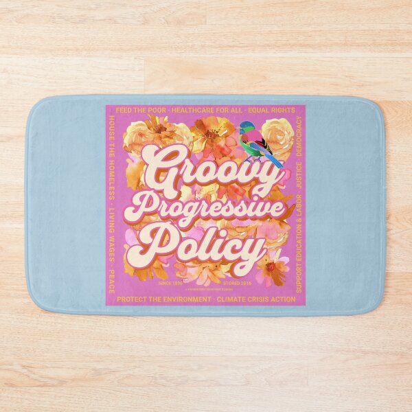 Item preview, PMD00576 Progressive Movement Designs Groovy vintage retro  1960s style floral design with goals on pink for progressive Democrats or Independents and Bernie Sanders supporters designed and sold by ProgressiveLeft.