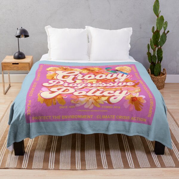 Item preview, PMD00576 Progressive Movement Designs Groovy vintage retro  1960s style floral design with goals on pink for progressive Democrats or Independents and Bernie Sanders supporters designed and sold by ProgressiveLeft.