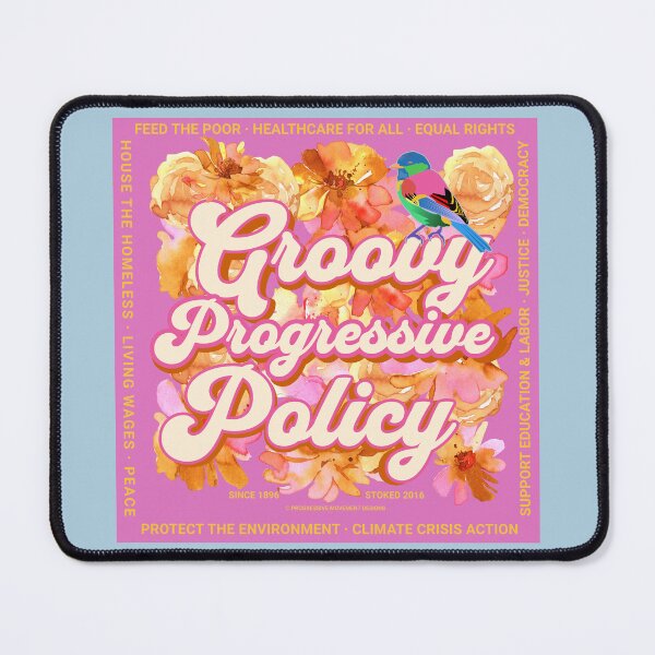 Item preview, PMD00576 Progressive Movement Designs Groovy vintage retro 1960s style floral design with goals on pink for progressive Democrats or Independents and Bernie Sanders supporters designed and sold by ProgressiveLeft.