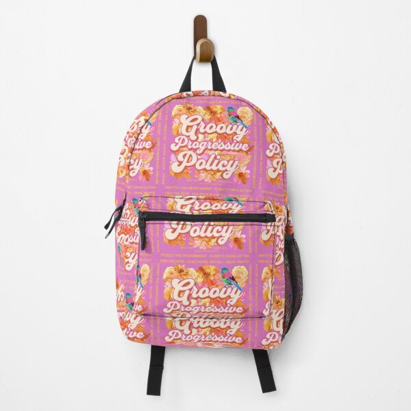 Item preview, PMD00576 Progressive Movement Designs Groovy vintage retro  1960s style floral design with goals on pink for progressive Democrats or Independents and Bernie Sanders supporters designed and sold by ProgressiveLeft.