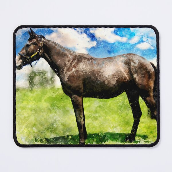 Item preview, Thoroughbred horse on a pasture - watercolor painting designed and sold by NickoPrints.