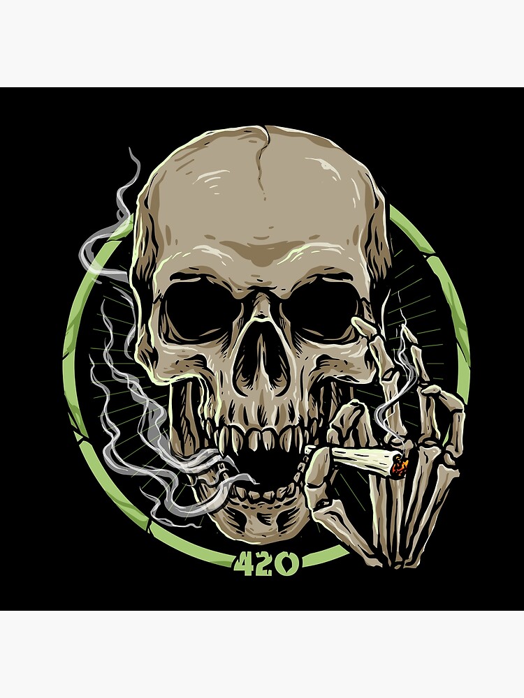 Trippy Skull 420 Smoking Weed | Poster