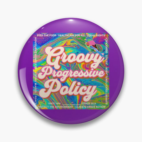 Item preview, PMD00578 Progressive Movement Designs Groovy vintage retro 1960s hippie multicolor psychedelic design with policy goals for progressive Democrats or Independents and Bernie Sanders supporters designed and sold by ProgressiveLeft.