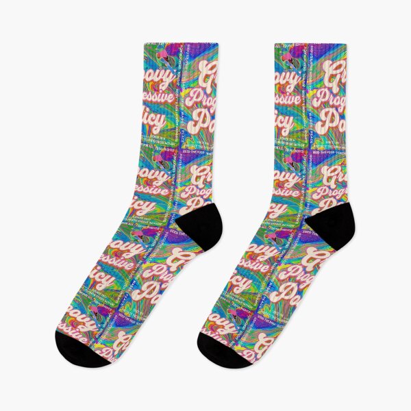 Item preview, PMD00578 Progressive Movement Designs Groovy vintage retro 1960s hippie multicolor psychedelic design with policy goals for progressive Democrats or Independents and Bernie Sanders supporters designed and sold by ProgressiveLeft.