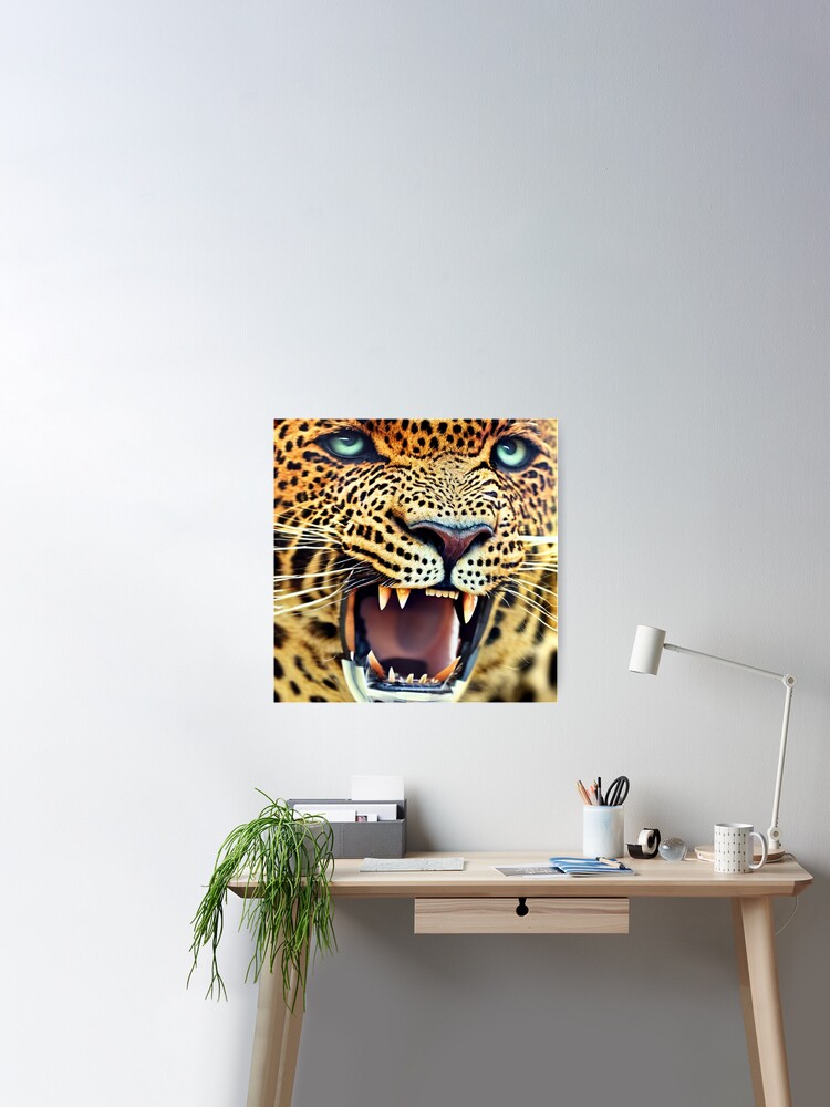 Close Up of Angry Leopard Photo Leopard Pictures Wall Decor Jungle