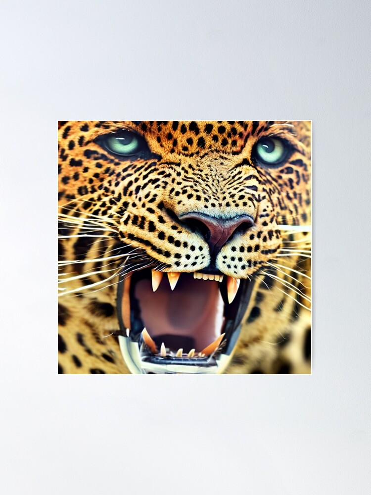 Close Up of Angry Leopard Photo Leopard Pictures Wall Decor Jungle