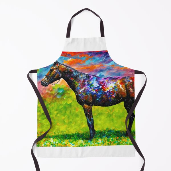 Item preview, Thoroughbred horse on a pasture – colorful abstract painting designed and sold by NickoPrints.