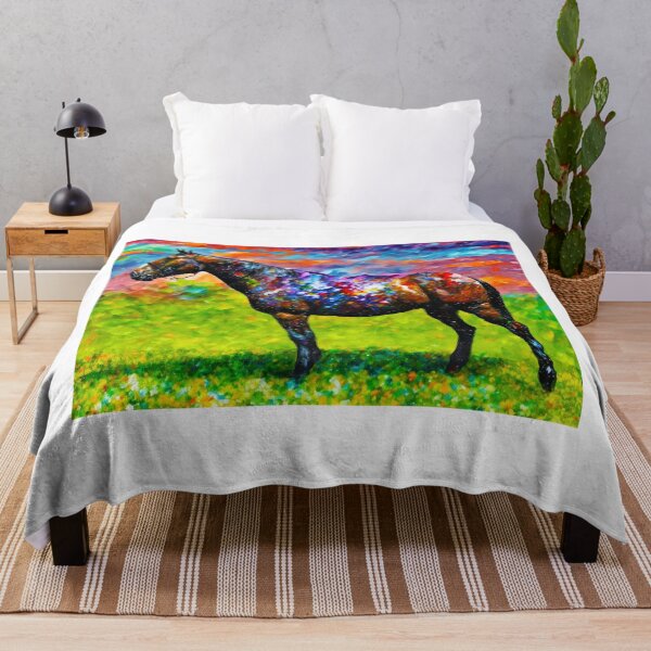 Item preview, Thoroughbred horse on a pasture – colorful abstract painting designed and sold by NickoPrints.
