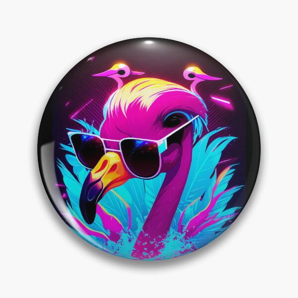 Item preview, Colorful Flamingo, Art in 80's Retrowave, Synthwave Style, Animal Art, Bird, designed and sold by SnorbelDesign.