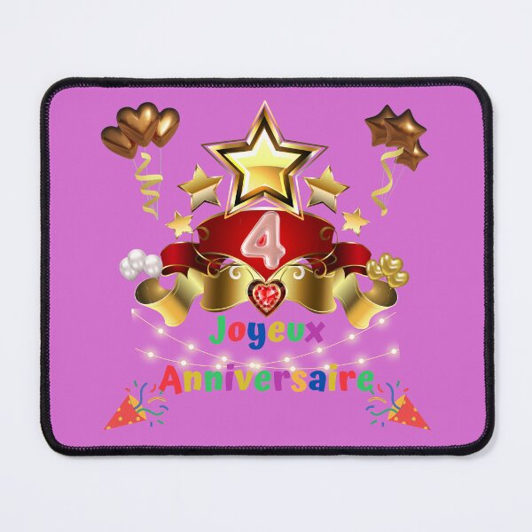 Item preview, 4 years, Happy Birthday 4 years, (French), Children's gift, purple designed and sold by Ksmith-Style.
