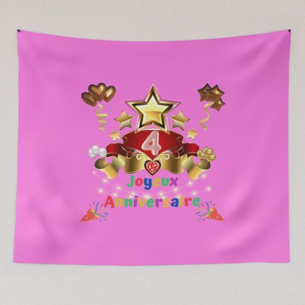 Item preview, 4 years, Happy Birthday 4 years, (French), Children's gift, purple designed and sold by Ksmith-Style.
