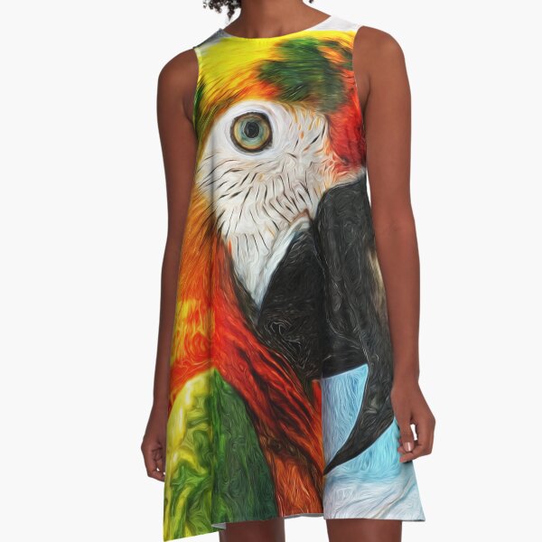 Parrot head - Digital Art A-Line Dress