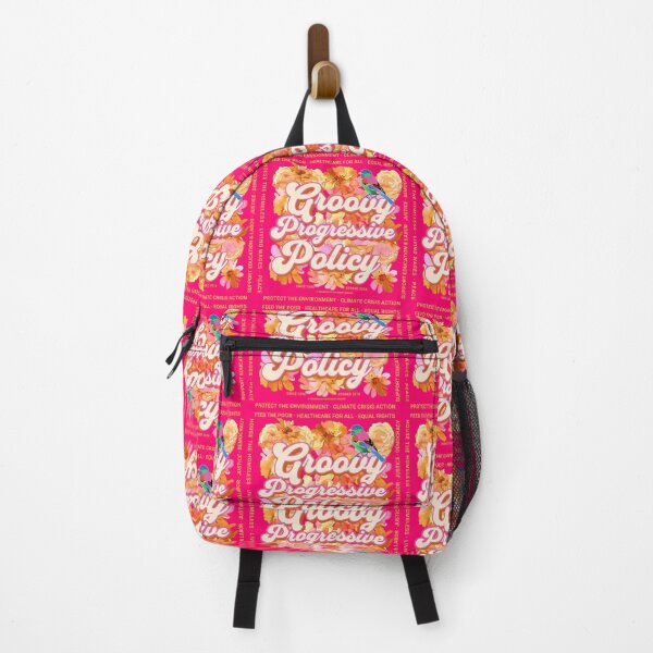 Item preview, PMD00581 Progressive Movement Designs Groovy vintage retro 1960s style floral design with goals on red for progressive Democrats or Independents and Bernie Sanders supporters designed and sold by ProgressiveLeft.