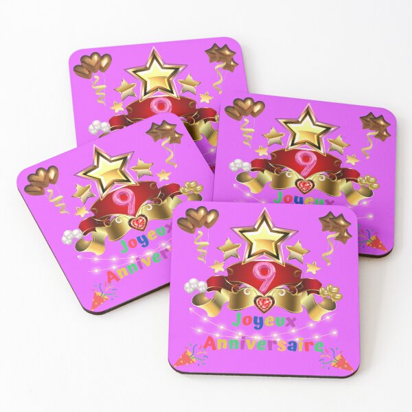 Item preview, 9 years old, Happy 9th birthday, (French), Children's gift, purple designed and sold by Ksmith-Style.