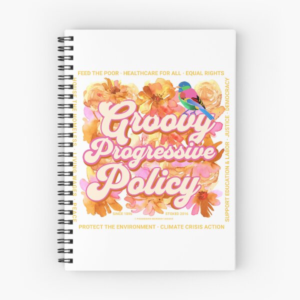 Item preview, PMD00584 Progressive Movement Designs Groovy Progressive Policy retro vintage 1960s style flowers floral design goals on white for progressive Democrats or Independents and Bernie Sanders supporters designed and sold by ProgressiveLeft.