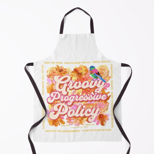 Item preview, PMD00584 Progressive Movement Designs Groovy Progressive Policy retro vintage 1960s style flowers floral design goals on white for progressive Democrats or Independents and Bernie Sanders supporters designed and sold by ProgressiveLeft.