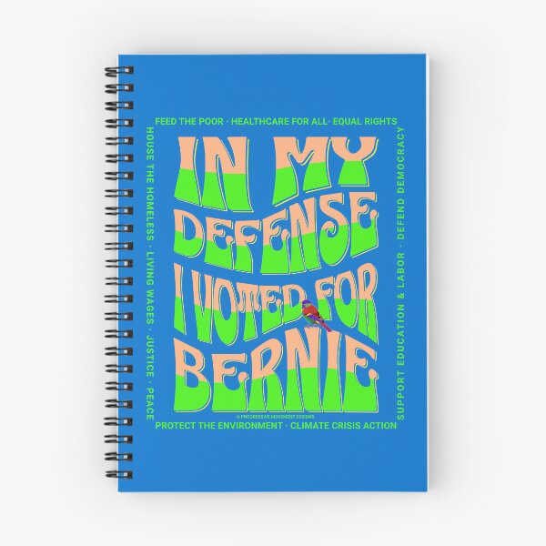 Item preview, PMD00586 Progressive Movement Designs In My Defense I Voted for Bernie with 12 policy goals for progressive Democrats Independents and Bernie Sanders supporters with retro vintage 1960s style designed and sold by ProgressiveLeft.