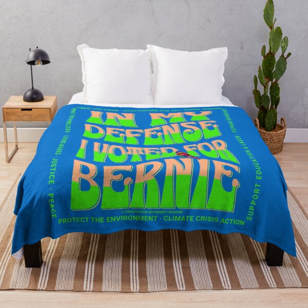 Item preview, PMD00586 Progressive Movement Designs In My Defense I Voted for Bernie with 12 policy goals for progressive Democrats Independents and Bernie Sanders supporters with retro vintage 1960s style designed and sold by ProgressiveLeft.