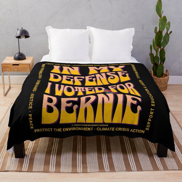Item preview, PMD00587 Progressive Movement Designs In My Defense I Voted for Bernie with 12 policy goals for progressive Democrats Independents and Bernie Sanders supporters with retro vintage 1960s style designed and sold by ProgressiveLeft.