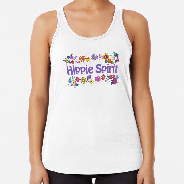 Hippie Spirit Flower Power 60s 70s Retro Design Racerback Tank Top