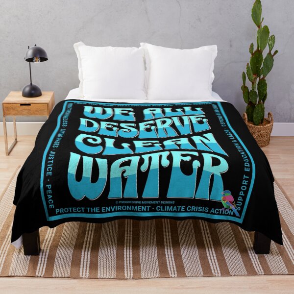 Item preview, PMD00589 Progressive Movement Designs We All Deserve Clean Water with 12 policy goals for progressive Democrats Independents and Bernie Sanders supporters with retro vintage 1960s style designed and sold by ProgressiveLeft.