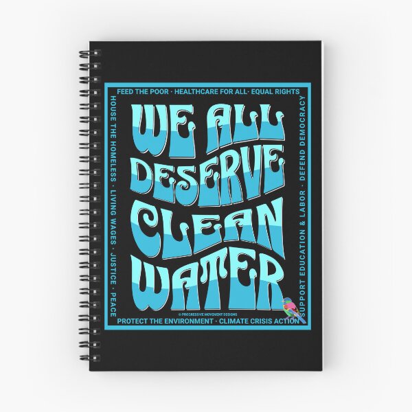 Item preview, PMD00589 Progressive Movement Designs We All Deserve Clean Water with 12 policy goals for progressive Democrats Independents and Bernie Sanders supporters with retro vintage 1960s style designed and sold by ProgressiveLeft.
