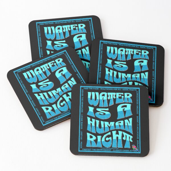 Item preview, PMD00590 Progressive Movement Designs Water Is A Human Right with 12 policy goals for progressive Democrats Independents and Bernie Sanders supporters with retro vintage 1960s style designed and sold by ProgressiveLeft.