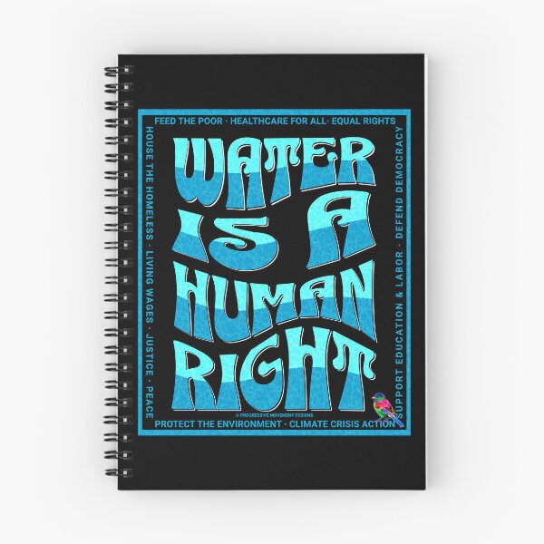 Item preview, PMD00590 Progressive Movement Designs Water Is A Human Right with 12 policy goals for progressive Democrats Independents and Bernie Sanders supporters with retro vintage 1960s style designed and sold by ProgressiveLeft.