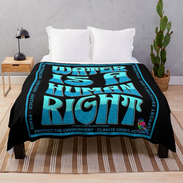 Item preview, PMD00590 Progressive Movement Designs Water Is A Human Right with 12 policy goals for progressive Democrats Independents and Bernie Sanders supporters with retro vintage 1960s style designed and sold by ProgressiveLeft.