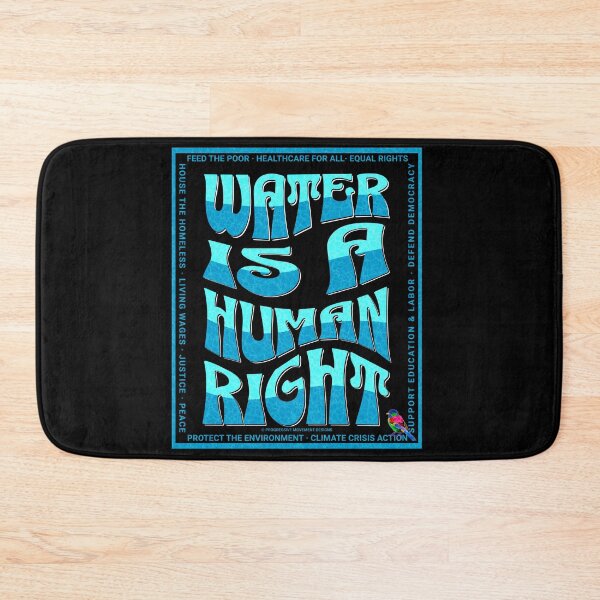 Item preview, PMD00590 Progressive Movement Designs Water Is A Human Right with 12 policy goals for progressive Democrats Independents and Bernie Sanders supporters with retro vintage 1960s style designed and sold by ProgressiveLeft.