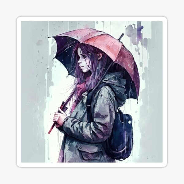 Girl in the Rain - Drawing