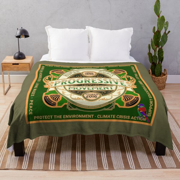 Item preview, PMD00592 Progressive Movement Designs Human Rights and 12 policy goals for progressive Democrats Independents and Bernie Sanders supporters with retro vintage ornate style badge on green designed and sold by ProgressiveLeft.