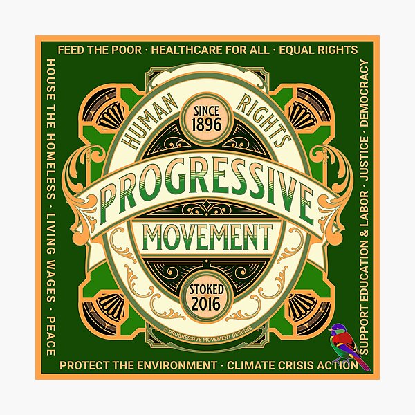 Artikelvorschau, PMD00592 Progressive Movement Designs Menschenrechte und 12 politische Ziele für progressive Demokraten Unabhängige und Bernie Sanders Unterstützer mit Retro Vintage verzierten Stil Abzeichen auf grün entworfen und verkauft von ProgressiveLeft.