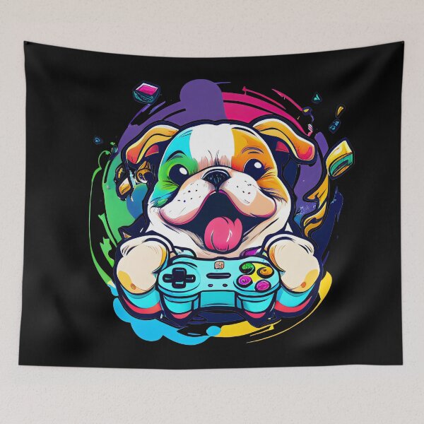 Item preview, Colorful Kawaii Dog Bulldog Gamer designed and sold by Leonardo Palumbo.