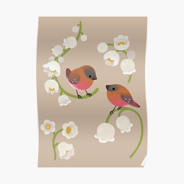 Roselin rosé coiffé de brun Poster