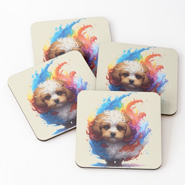 Item preview, cute and adorable cavapoo pupies colorful designed and sold by muhamuha.