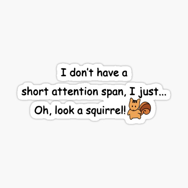 Short Attention Span Squirrel Funny Sticker for Sale by ironydesigns