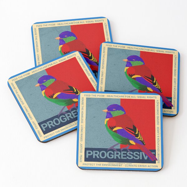 Item preview, PMD00594 Progressive Movement Designs Birdie multicolor bird and 12 policy goals for progressive Democrats Independents and Bernie Sanders supporters  designed and sold by ProgressiveLeft.