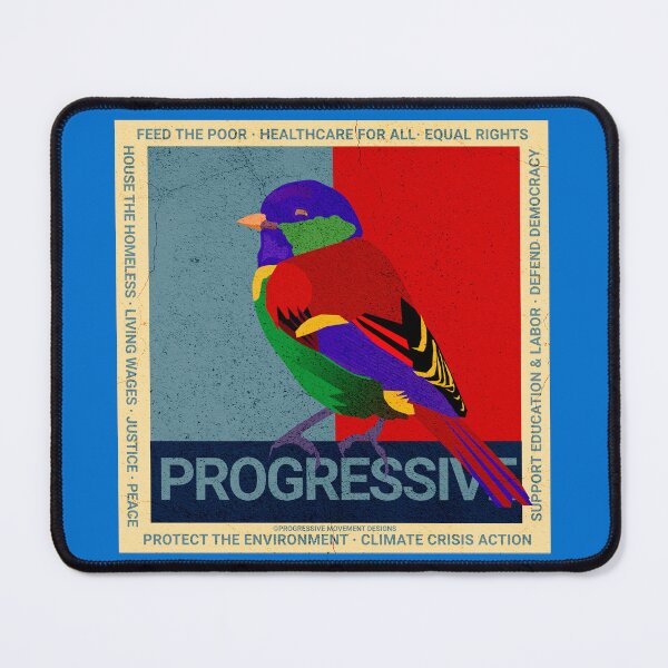 Item preview, PMD00594 Progressive Movement Designs Birdie multicolor bird and 12 policy goals for progressive Democrats Independents and Bernie Sanders supporters  designed and sold by ProgressiveLeft.
