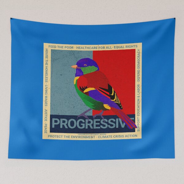 Item preview, PMD00594 Progressive Movement Designs Birdie multicolor bird and 12 policy goals for progressive Democrats Independents and Bernie Sanders supporters  designed and sold by ProgressiveLeft.